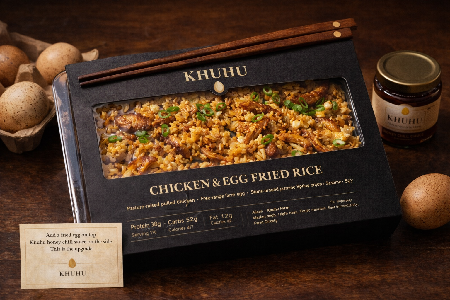 Khuhu Chicken & Egg Fried Rice pre-made meal
